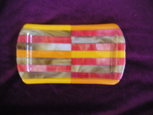 small recrangular striped tray